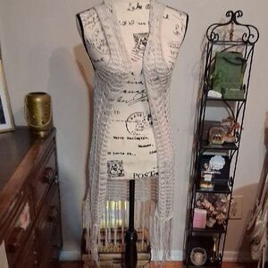 Mossimo Supply & Co. Cream Crochet Boho Chic Cover Up Duster Size Small